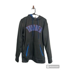 NBA Oklahoma City Thunder Hoodie Mens Medium Gray Blue‎ Embroidered OKC Pullover